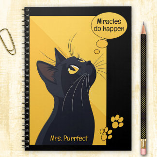 Carnet Bulle de pensée de chat noir nom personnalisé