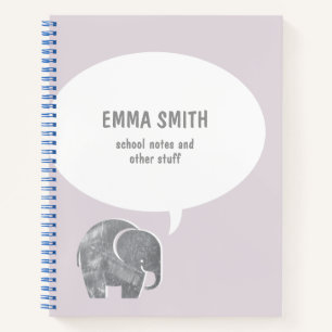 Carnet Bulle de texte éléphant gris mignon en pourpre dou