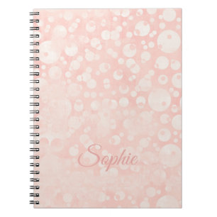 Carnet Bulles blanches roses pois votre nom