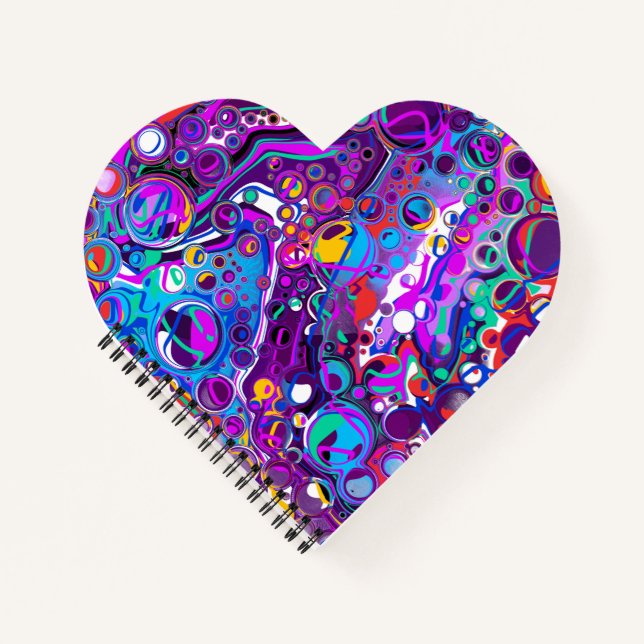 Carnet Bulles violettes, Bleues et colorées Abstraites (Devant)