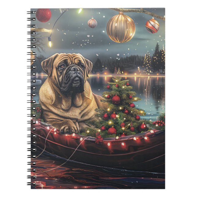 Carnet Bullmastiff Noël Festive Voyage (Devant)