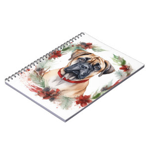 Carnet Bullmastiff Noël Wreath Festive Pup