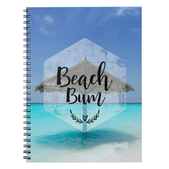 Carnet Bum de plage avec parasol de plage de chaume (Devant)