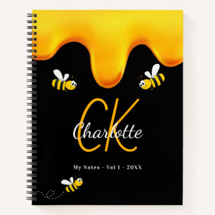 Carnet Bumble abeilles miel noir goutte de monogramme jou