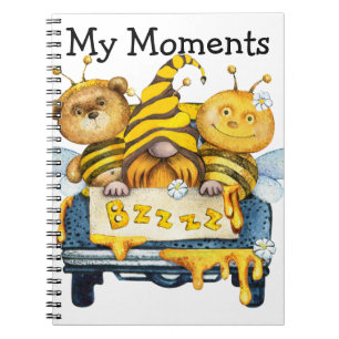 Carnet Bumble Bee, Gnome, Bear Spiral Notebook Photobook