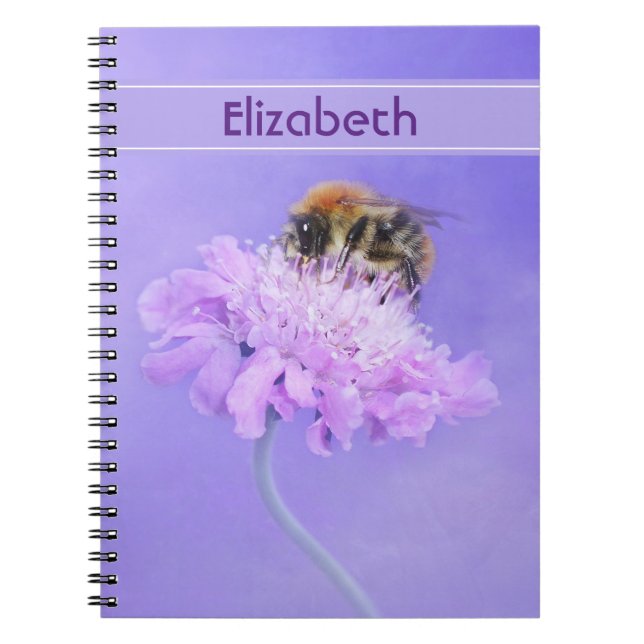 Carnet Bumble Bee perché sur une fleur rose (Devant)