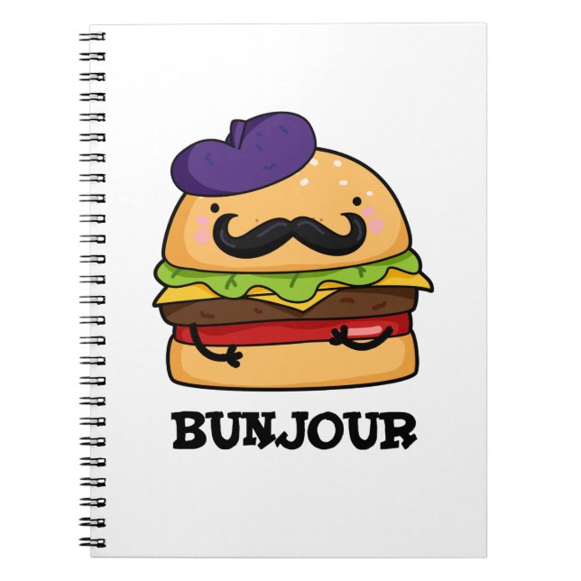 Carnet Bunjour Funny French Burger Bun Pun  (Devant)