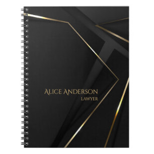 Carnet Bureau de juriste abstrait luxe élégant noir