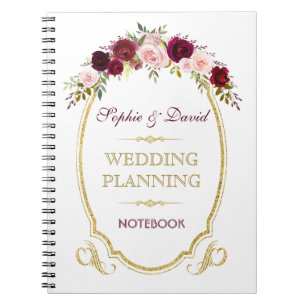 Carnet Burgundy Marsala Floral Mariage de automne Planner
