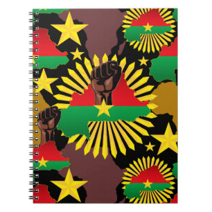Carnet Burkina Faso Carte, drapeau et première révolution