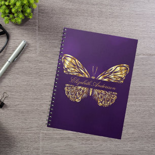 Carnet Butterfly violet or élégant nom