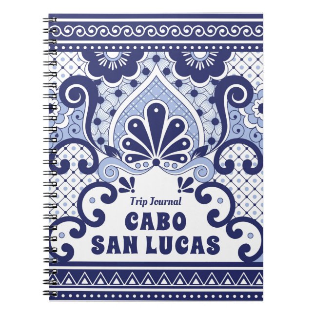 Carnet Cabo San Lucas Bleu & Blanc Carrelage Talavera Mex (Devant)
