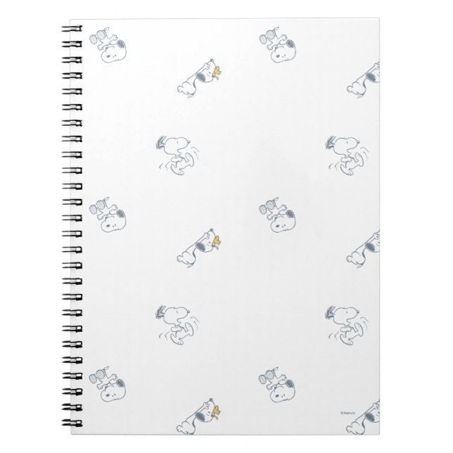 Carnet Cachou | Snoopy & Woodstock Motif Gris Clair Douce (Devant)