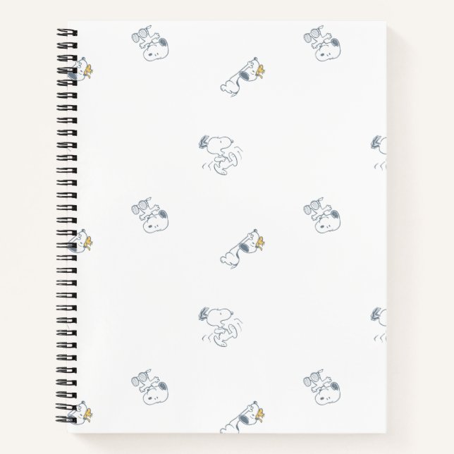 Carnet Cachou | Snoopy & Woodstock Motif Gris Clair Douce (Devant)
