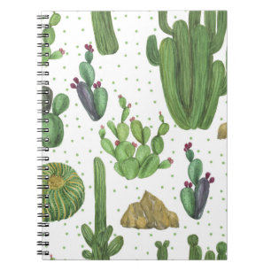Carnet Cactus aquarelle, motif naturel sans soudure.