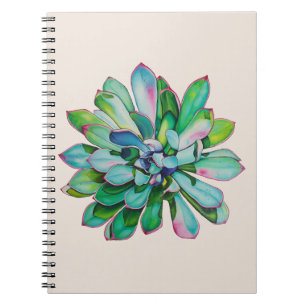 Carnet Cactus avec peinture à l'huile feuille à pointe ro