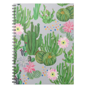 Carnet Cactus et fleurs, aquarelle peinture transparente.
