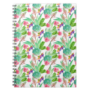 Carnet Cactus lumineux d'aquarelle et motif succulent