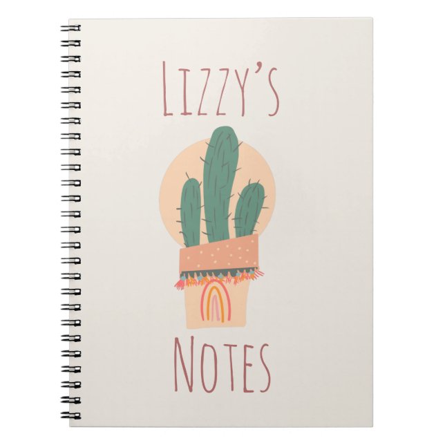 Carnet Cactus Moderne en Pot Plante Arc-en-ciel  (Devant)