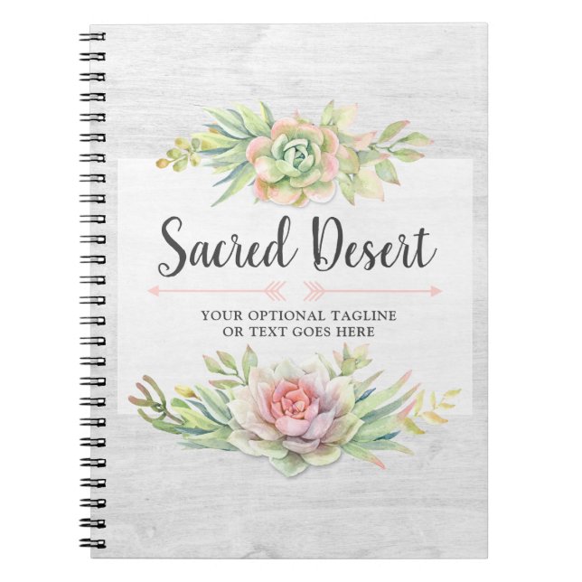 Carnet Cactus succulent Boho de désert d'aquarelle (Devant)