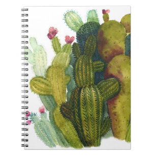 Carnet Cactus, succulents : aquarelle vintage.