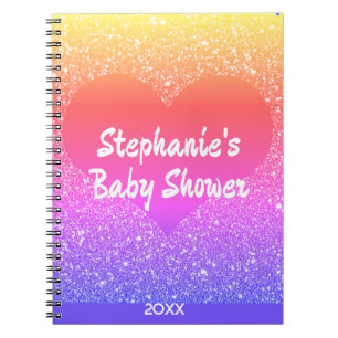 Carnet Cadeau de fête de bébé à monogramme en forme de cœ