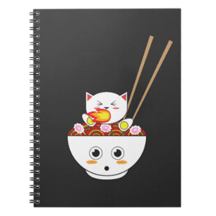 Carnet Cadeau de Kawaii de chat de Ramen pour Otakus