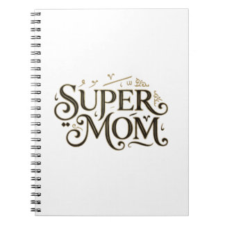 Carnet Cadeau de typographie ornée Super Maman en or