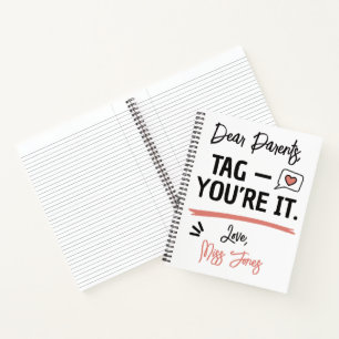 Carnet cadeau drôle de fin de trimestre Cher Parents Tag