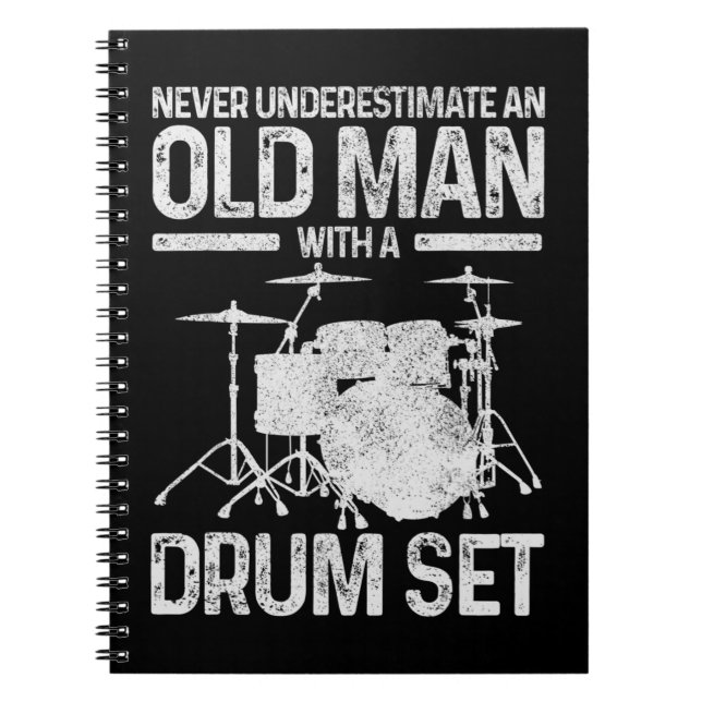 Carnet Cadeau Drummer Mens Ne Sous-Estime Jamais Un Vieux (Devant)