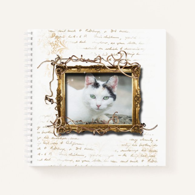 Carnet Cadeaux commémoratifs de chats | PHOTO blanche (Devant)