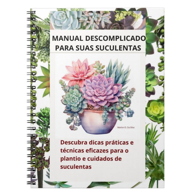 Carnet Caderno com capa de suculentas (Devant)