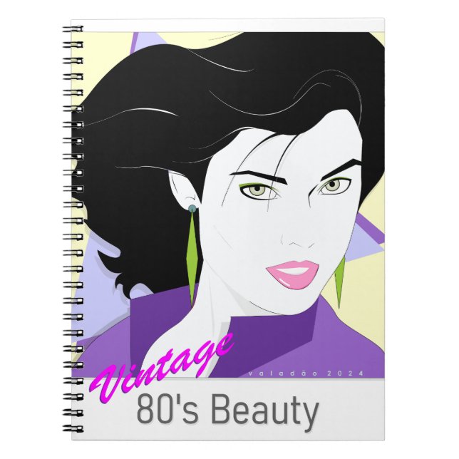 Carnet Caderno Espiral - com rosto de mulher 80s Style (Devant)