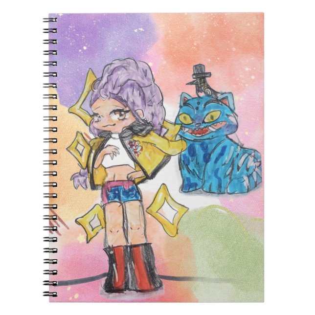 Carnet Caderno Espiral Huntrix – Rumi e Tiger Cat (Devant)