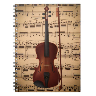 Carnet Caderno espiral musical com arte digital violino