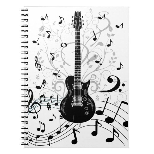 Carnet Caderno Espiral musique com guitarra (Devant)