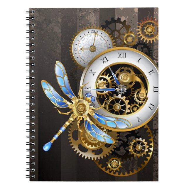 Carnet Cadran Steampunk avec libellule (Devant)