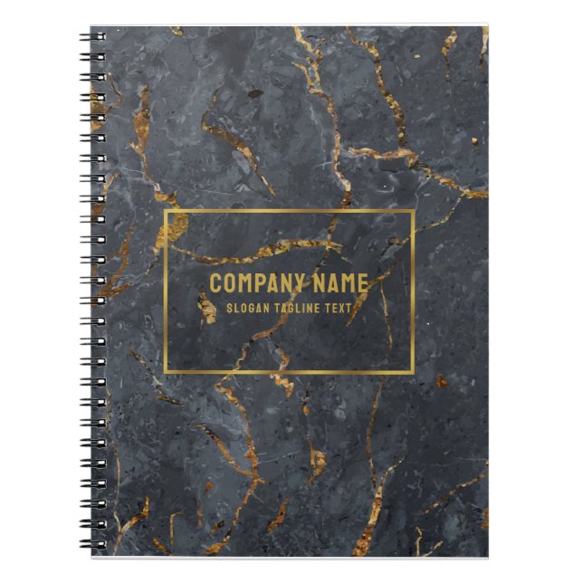 Carnet Cadre de luxe en marbre noir et or simple (Devant)
