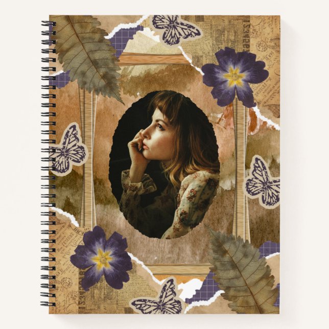 Carnet Cadre de mémoire à fleurs violettes (Devant)