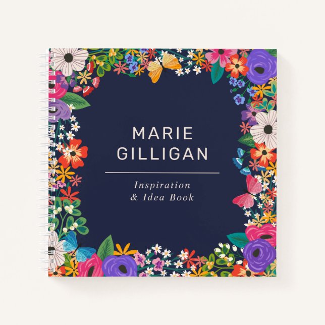 Carnet Cadre floral vibre avec papillons (Devant)