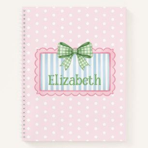 Carnet Cadre rose et bleu avec un nœud en vichy vert