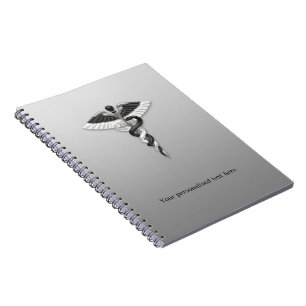 Carnet Caducée Classe Noble Médical Élégant Noir Blanc