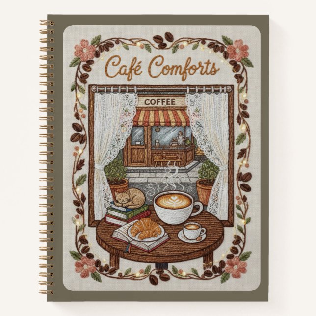Carnet Café Comforts Embroidered Coffee Shop & Book  (Devant)