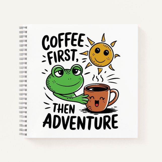 Carnet Café D'Abord Puis Aventure - Cute Frog Matin (Devant)