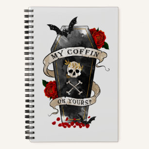 Carnet Café gothique et crâne avec Rose rouge