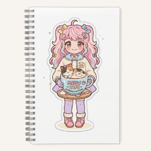 Carnet Cafe Kawaii Neko Fille Anime Chibi