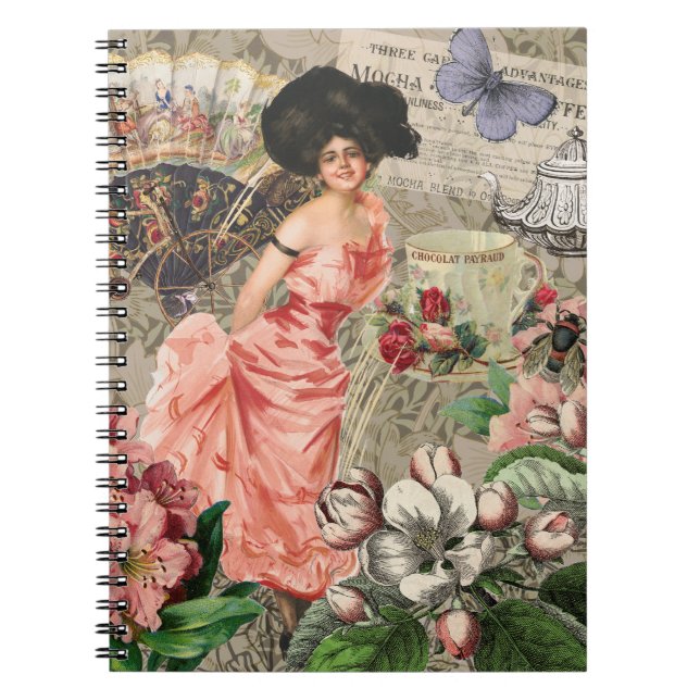 Carnet Café Lady Victorian Femme Rose Classy (Devant)