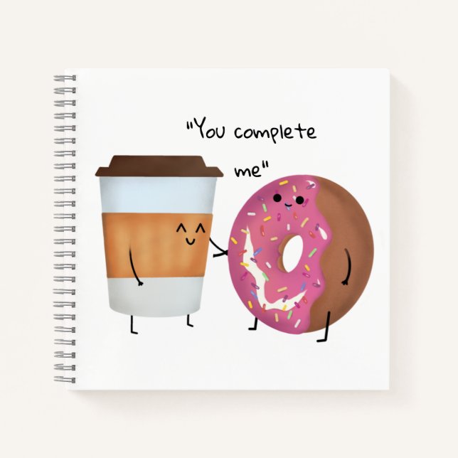 Carnet Café mignon et Donut Complet Couple (Devant)