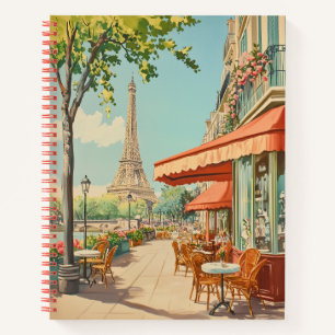 Carnet Café parisien avec vue Eiffel