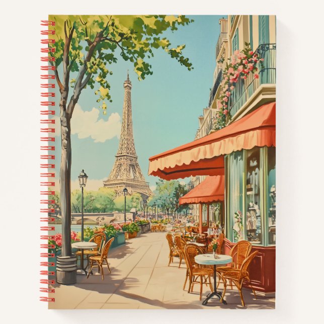 Carnet Café parisien avec vue Eiffel (Devant)